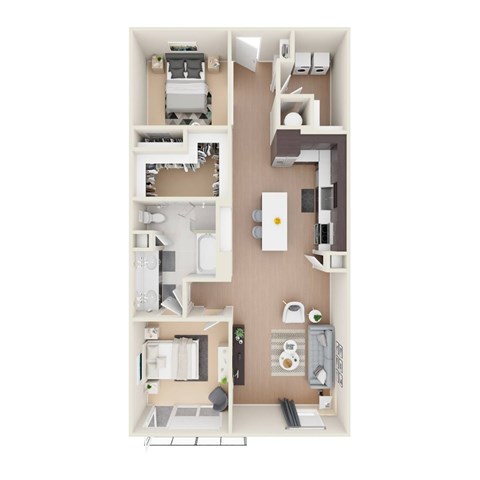 Floor plan for 2 beds, 1 bath, 1085 sqft